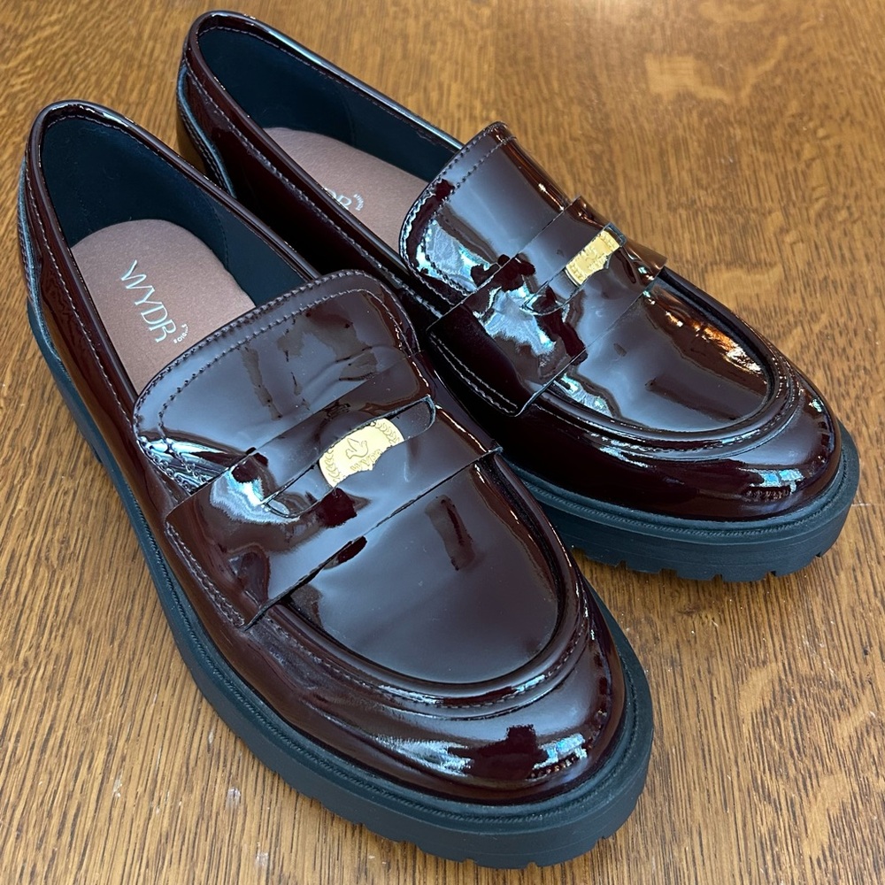 Wydr Sam Lucky Penny Leather Loafers Burgundy
